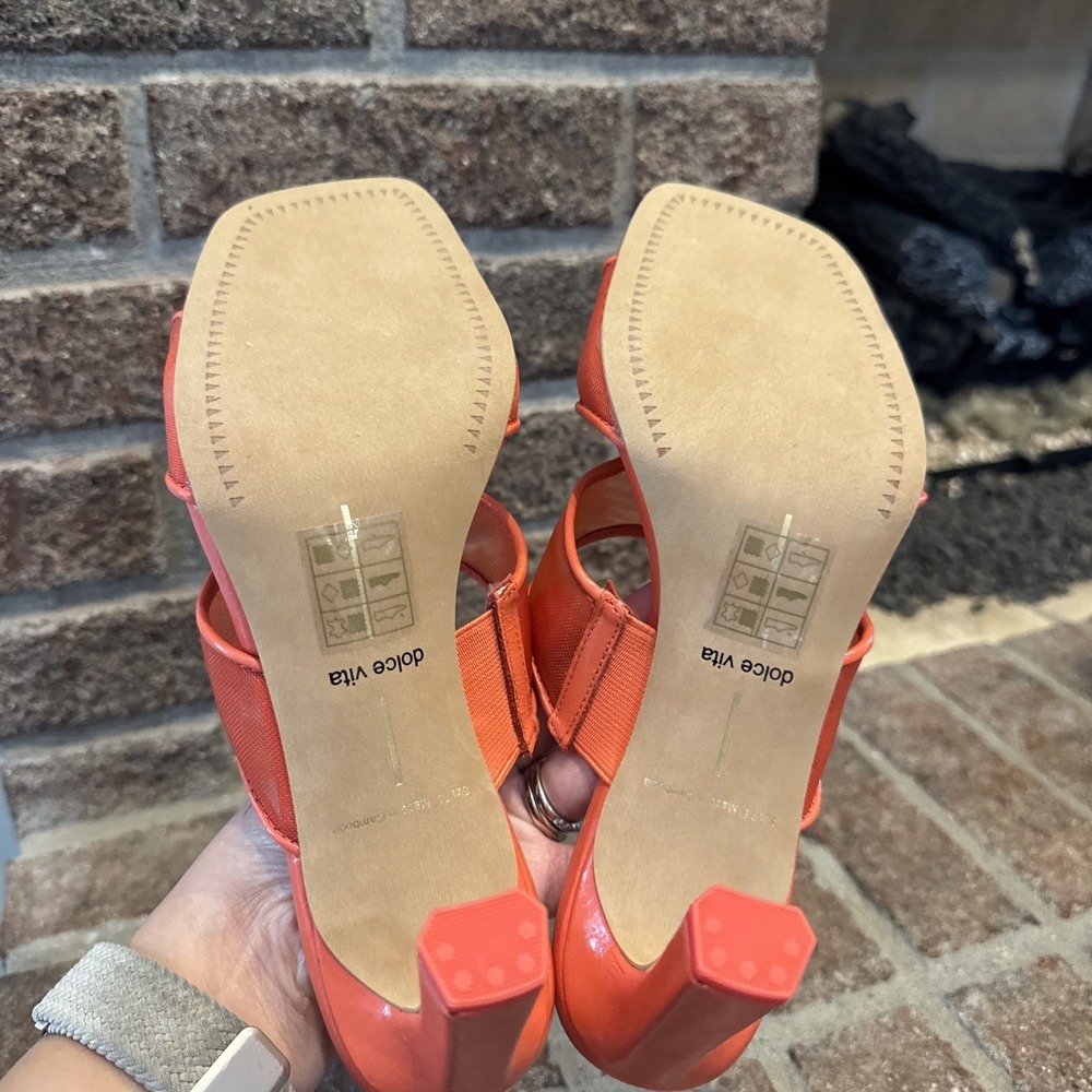 Dolce Vita Womens Sandals Orange Mesh Open-Toe Slide Square Toe Size 7.5 #226 - Picture 8 of 16
